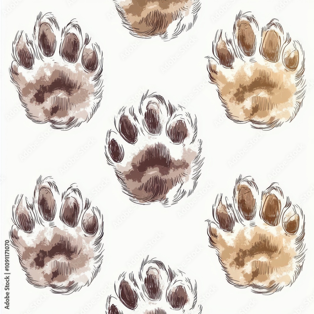 Poster this seamless paw print pattern was designed for textile design.