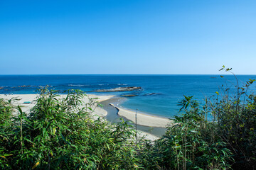 Fototapeta premium The beautiful landscape of beach background blue sky.