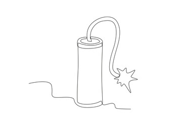 Single continuous line drawing of Dynamite. Dynamic single line draw design graphic vector illustration.
