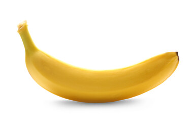 Single ripe banana on white background