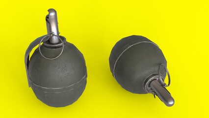 explosive grenade with yellow background