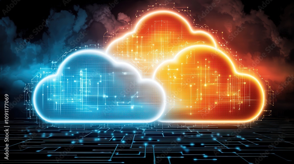 Poster cloud computing revolution internet integration and digital transformation in tech landscapes