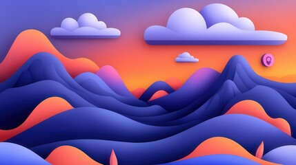 Fototapeta premium Floating cloud landscape illustrating the connection between nature and internet innovations