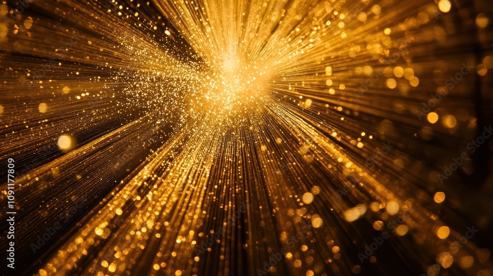 Aufkleber a burst of golden light with shimmering particles creating a dynamic visual effect.
