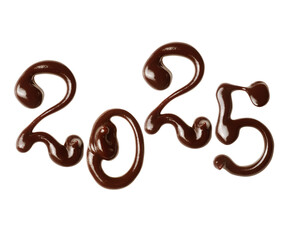 Date of the New Year 2025 written in melted chocolate © Krafla