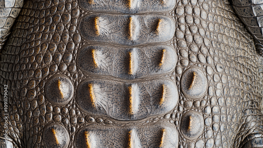 Poster crocodile skin texture with detailed scales and natural patterns, showcasing rugged and intricate de