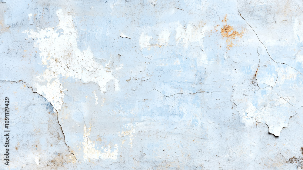 Fototapete aged and weathered blue wall texture with peeling paint and cracks, showcasing rustic and vintage ap