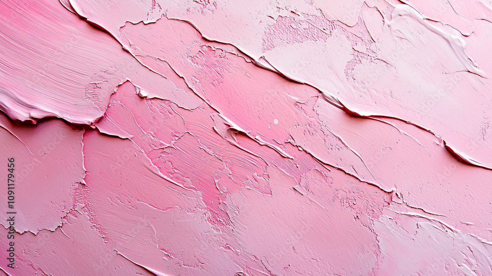 Poster textured surface with layers of pink paint creates abstract and artistic background, showcasing blen