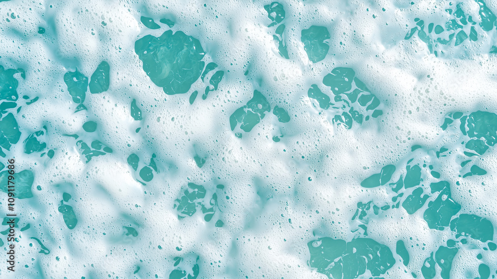 Aufkleber aerial view of foamy ocean surf with turquoise water, creating dynamic and textured pattern. white f