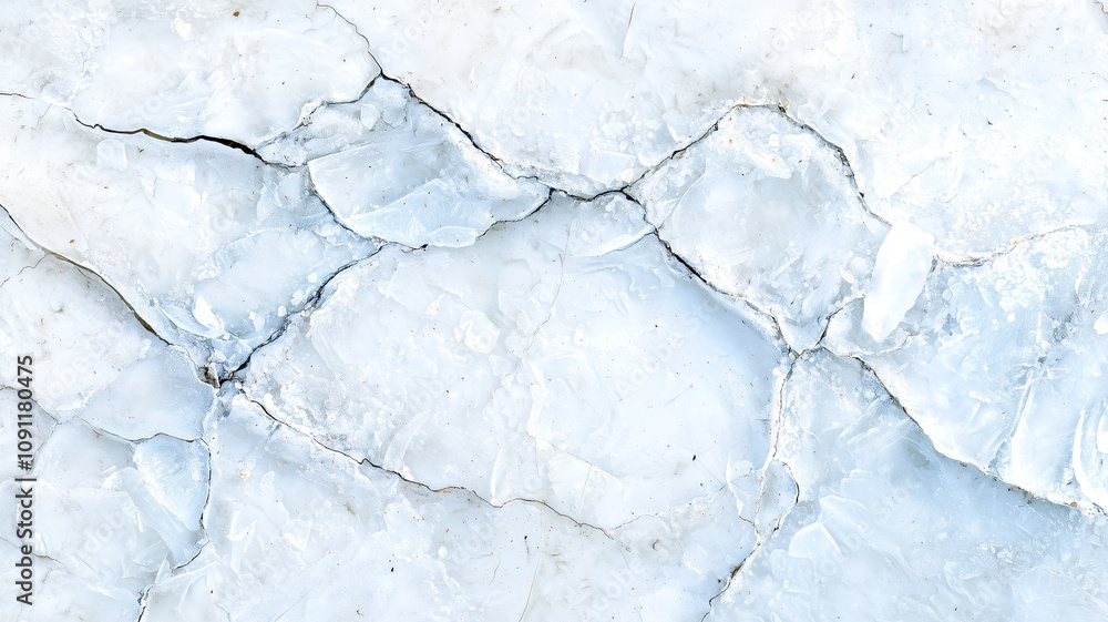Aufkleber top view of cracked ice texture, showcasing intricate patterns and cool, frosty appearance. surface is marked by natural lines and fractures, creating unique and abstract design