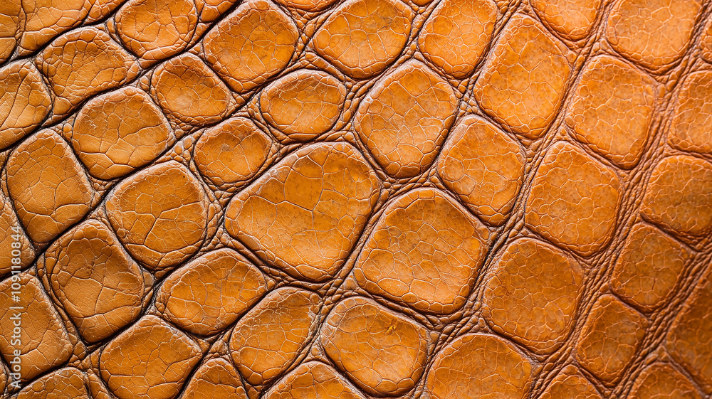 Poster close up view of textured lizard skin in warm brown tones, showcasing intricate patterns and natural