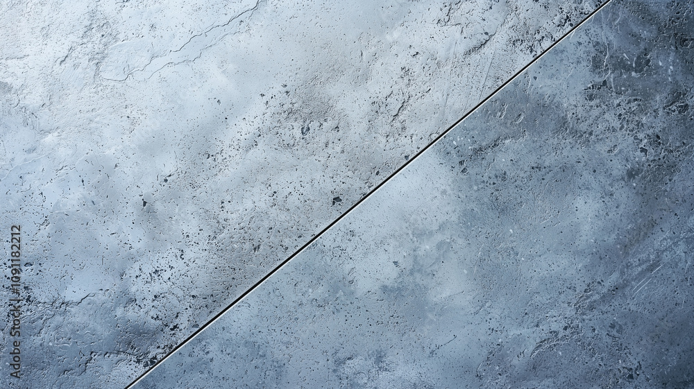 Aufkleber textured porcelain tile surface with diagonal line, showcasing mix of light and dark gray tones. surface has natural stone appearance, adding depth and character