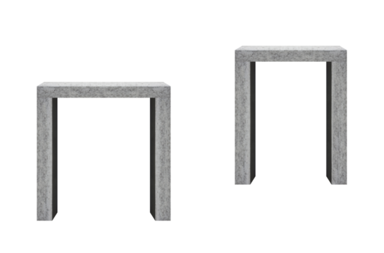 Half frame of concrete blocks. On isolated transparent background.