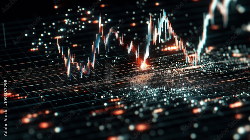 Poster volatility in the digital landscape: a mesmerizing abstract illustration capturing the dynamic and u