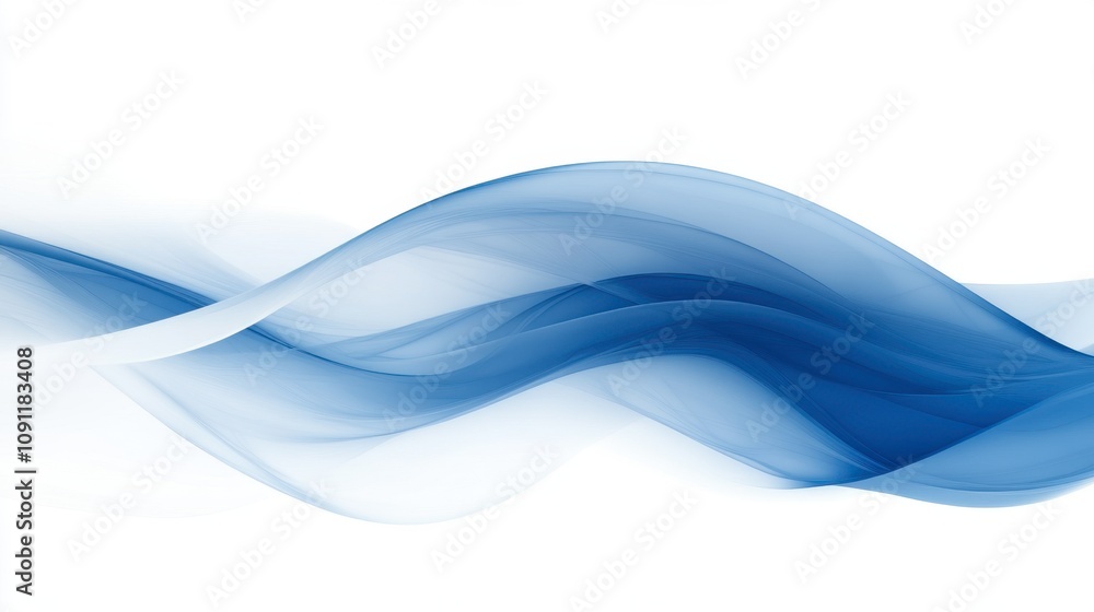 Poster elegant flowing blue waves with a soft and smooth texture presenting a sense of tranquility and sere