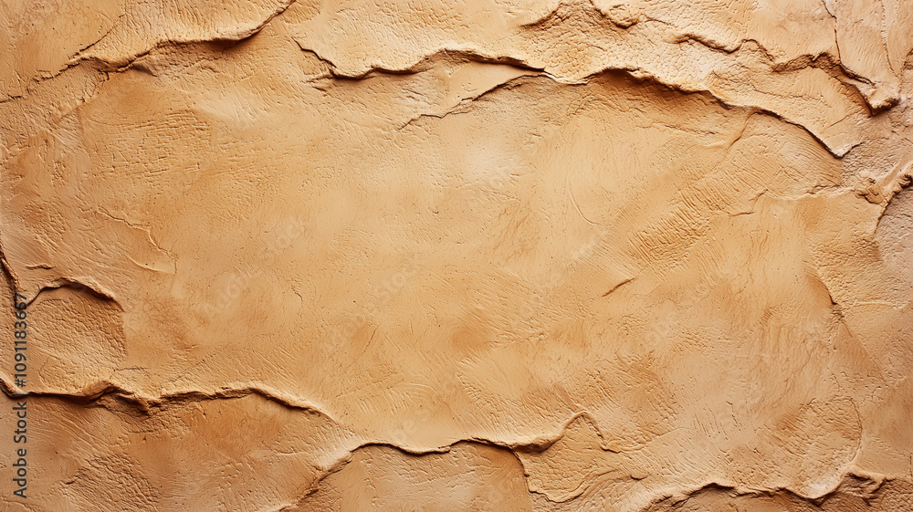 Poster textured stucco wall with earthy, rustic appearance, showcasing rough, uneven surfaces and natural t