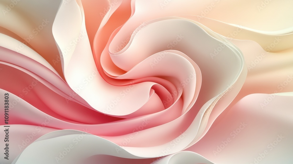 Poster elegant swirls of pastel colored fabric representing softness and fluidity in abstract background ar