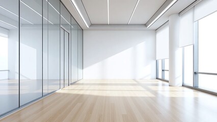 Modern office space sleek airy glass-walled room