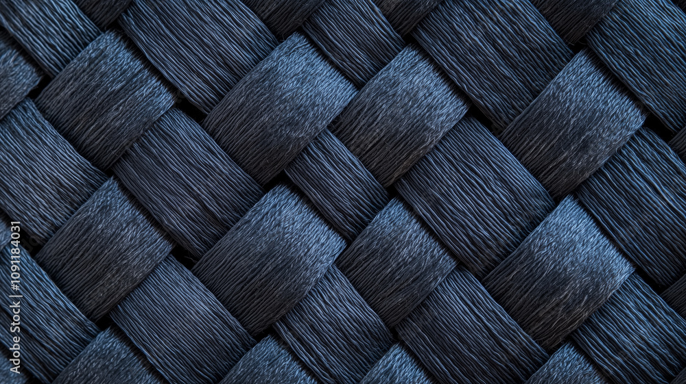 Aufkleber close up view of blue twill weave texture, showcasing intricate pattern and texture of woven material. image highlights detailed craftsmanship and design