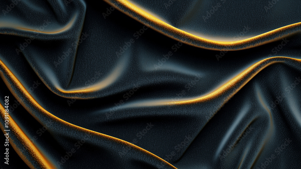 Aufkleber luxurious black velvet fabric with elegant golden accents, creating rich and sophisticated texture. 