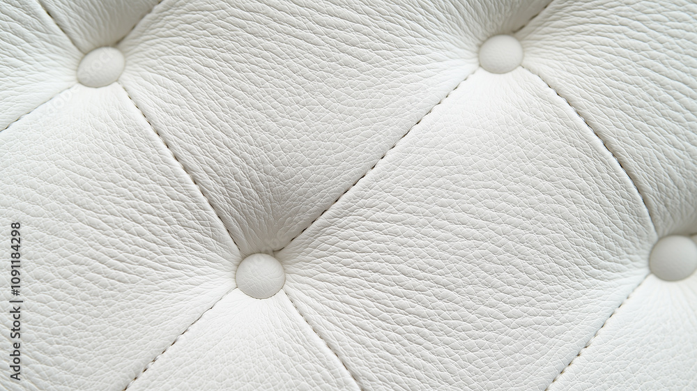 Aufkleber white leather texture with tufted pattern, showcasing detailed grain and soft surface. ideal for bac