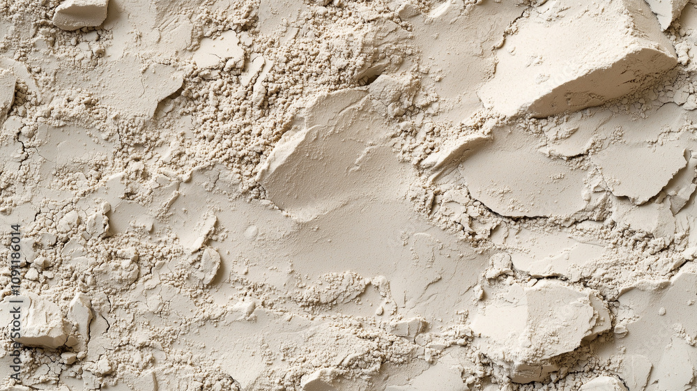 Aufkleber top view of coarse sand texture with irregular shapes and rough surface, showcasing natural beige to
