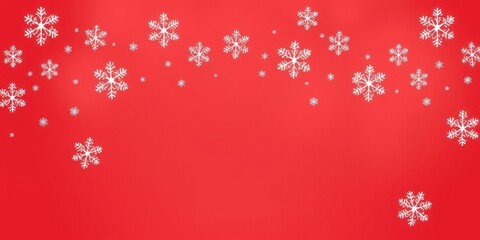 Christmas illustration featuring various small snowflakes on a gradient background in shades of red, perfect for holiday design projects, festive