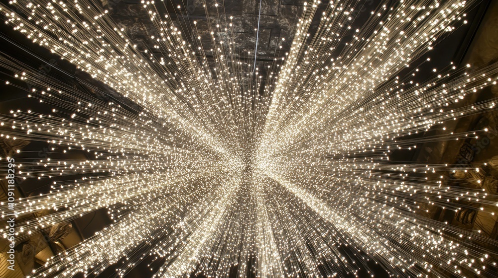 Poster a dazzling display of lights radiating outward, creating a mesmerizing visual effect.