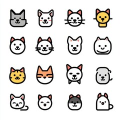 Pet, vet, pet store, types of pets - outline set of web icons