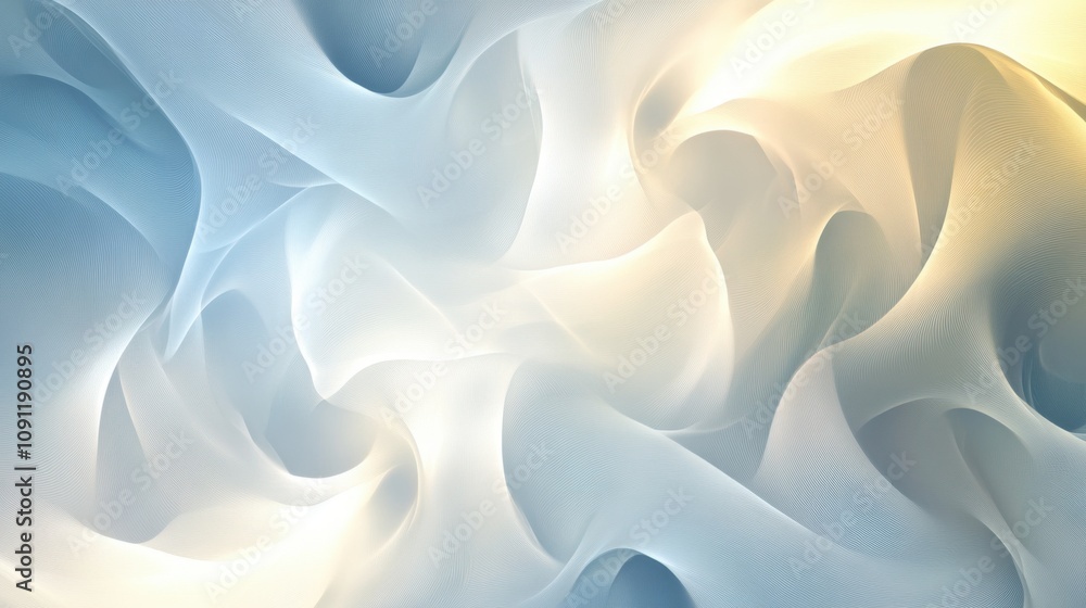 Poster soft flowing waves of light blue and cream abstract background design for peaceful and calming visua