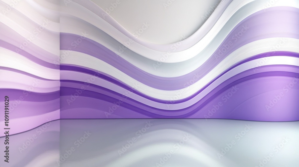 Poster abstract wavy background design with soft purple and white layers creating a modern and elegant aest