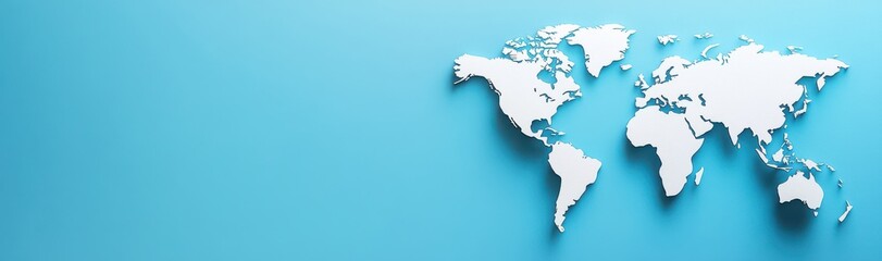 Obraz premium A Vector Map of the World Featuring Simplistic Design and Clean Lines Against a Soft Blue Background for Educational or Creative Use