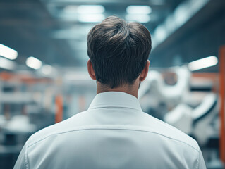 Industry leader analyzing automation trends in modern factory environment