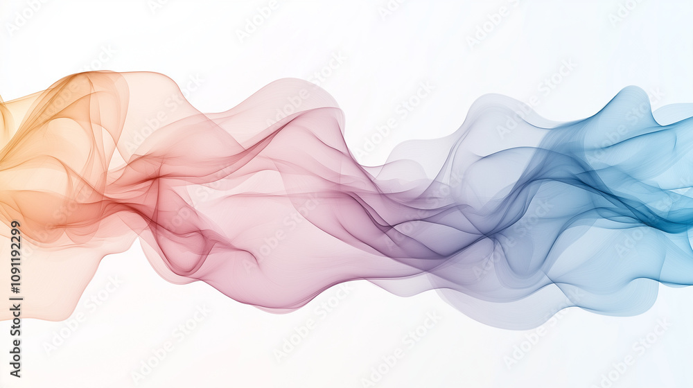 Poster chromatic flow: abstract image of colorful, flowing smoke or waves, creating a vibrant and dynamic v