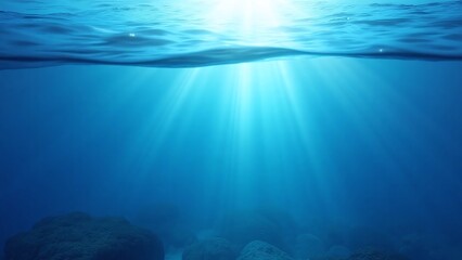 Obraz premium Underwater scene with sunlight and seafloor details