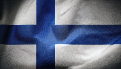 Finland National Flag in High-Resolution Textures. Symbol of Nordic Heritage and Unity. Ideal for Design, Educational, and Historical Contexts with Rich Fabric Details