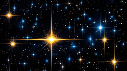 Fototapeta premium Stunning Cosmic Scene with Bright Stars Shining in the Dark Night Sky Creating a Dazzling Display of Light and Color in a Universe Full of Wonder and Mystery