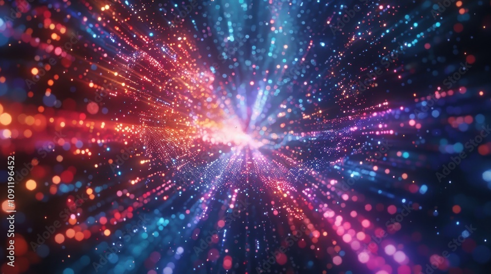 Aufkleber abstract background with colorful glowing particles and lights.