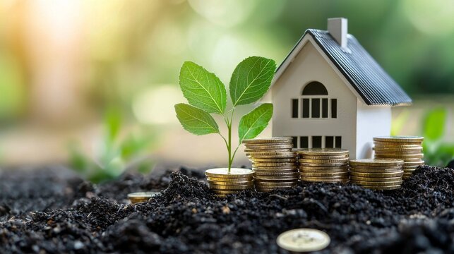 Investment strategy for sustainable homes urban environments financial growth nature close-up eco-friendly living