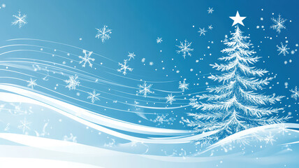 Fototapeta premium Christmas tree illustration with light trails