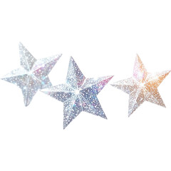Obraz premium Glittering silver stars sparkle against a soft, dreamy background, creating a magical and festive atmosphere.