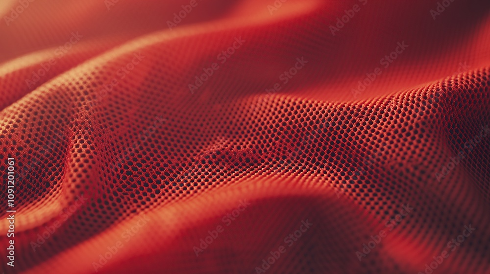Aufkleber a close-up view of textured red fabric with black dots, showcasing its intricate pattern.