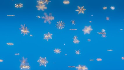 White Snowflakes Falling on Blue Background