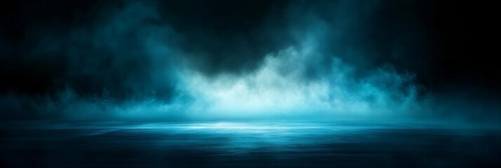 Fototapeta premium Dark eerie scene large cloud smoke fog center street, asphalt abstract