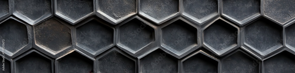 Poster abstract background of honeycomb pattern in dark color with industrial textures, suitable for modern