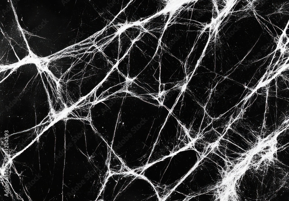 Poster abstract black and white spider web texture with intricate patterns resembling a spider's web, perfe