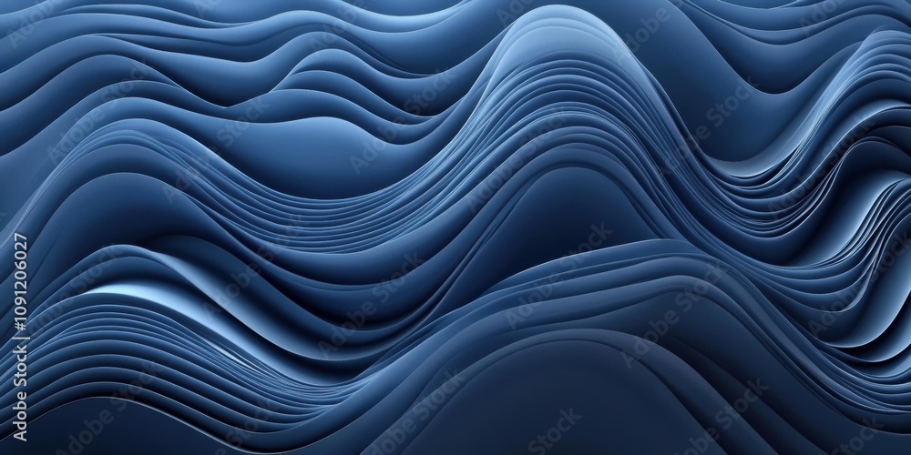 Poster abstract blue waves texture featuring smooth curves and gradients for background use in modern desig