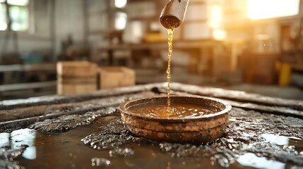 Naklejka premium Closeup of oil extraction, raw material entering refinery, industrial feel