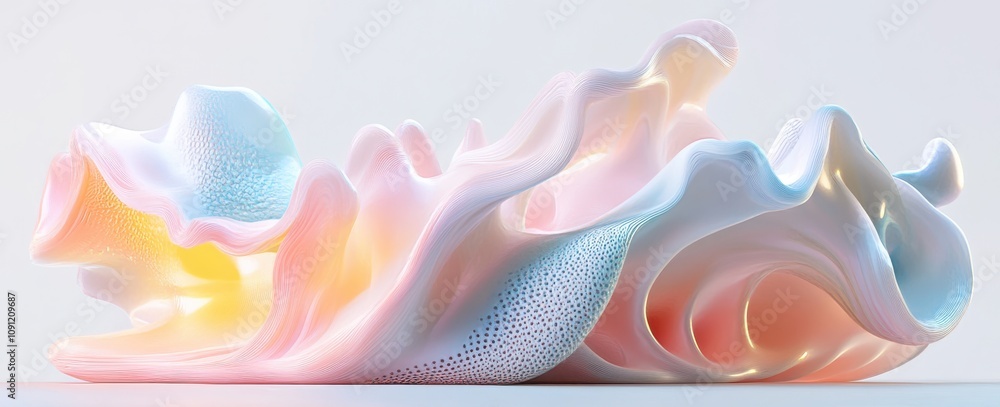 Poster Abstract Fluid Shapes with Colorful Swirls and Textures Representing Modern Art and Design Aesthetics in a Bright and Airy Environment