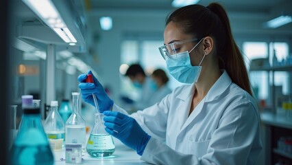 Fototapeta premium Food Safety Expert Conducting Tests in Laboratory Environment
